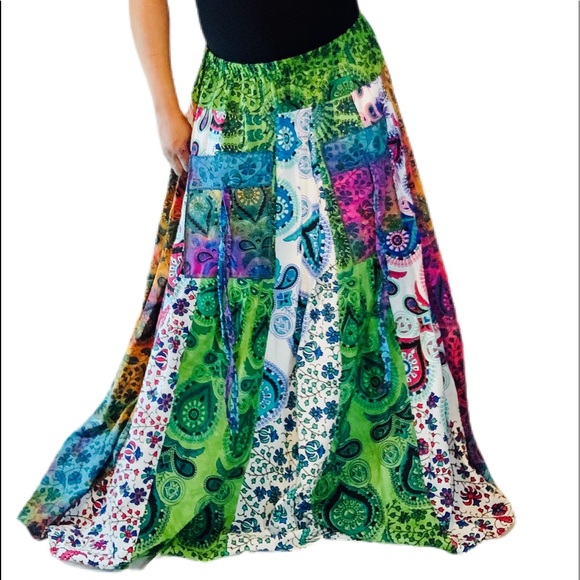 Handmade Boho Maxi Skirt Goddess Skirt with Elastic Waist - Picture 6 of 6